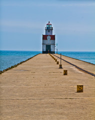 The Kewaunee Pierhead Lighthouse on The Kewaunee River and Lake Michigan, Kewaunee, Wisconsin, USA