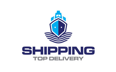 Illustration logistics and ship express delivery logo design