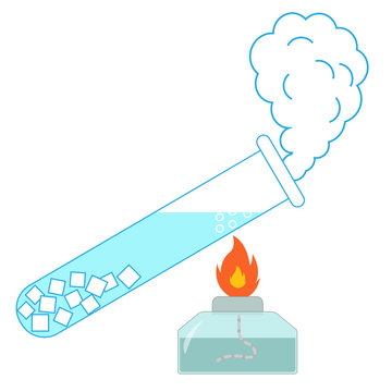 Vector Illustration Of State Of Matter As Ice, Water, Vapour. Gas, Liquid, Solid Phases For Chemistry And Physics Illustration.