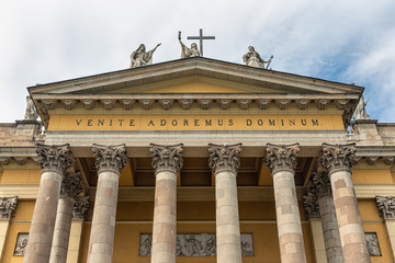 Facade Cathedral Basilica also called Eger Cathedral in Eger, Hungary