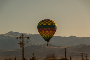 Hot Air Balloons Near Dangerous  Electrical Lines at The Pahrump Balloon Fest, Pahrump, Nevada, USA