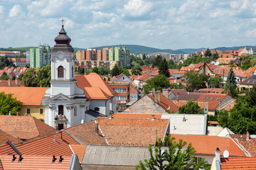 Fototapeta premium Aerial view medieval city from Eger Castle, Hungary