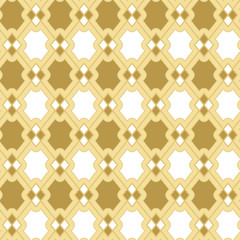 Vector seamless ar deco pattern of gold and white tiles. Dainty ornate backdrop in retro style