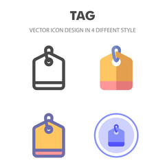 tag icon design in 4 different style. Icon design for your web site design, logo, app, UI. Vector graphics illustration and editable stroke. EPS 10.