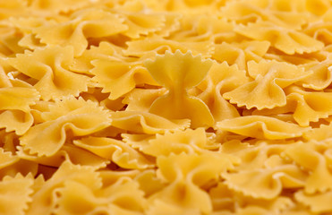 Italian pasta Farfalle. Pasta bows close up