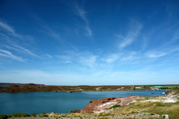 view of the coast of the sea. villa el chocon. patagonia argentina neuquen