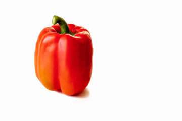 Bulgarian red pepper, highlighted on a white background, vertically