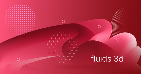 Flowing Fluid. 3d Shapes. Red Gradient Pattern. 