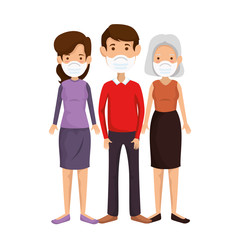 members family using face mask vector illustration design