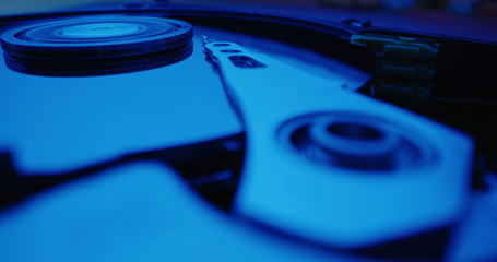 Fototapeta na wymiar Interior of a hard disk drive
