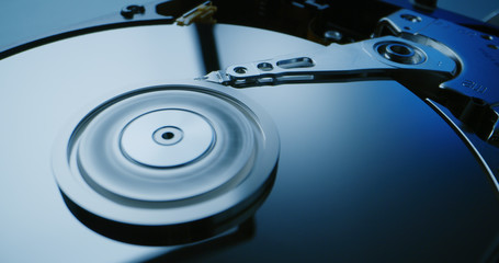 Interior of a hard disk drive