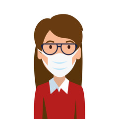 woman using face mask with eyeglasses isolated icon vector illustration design
