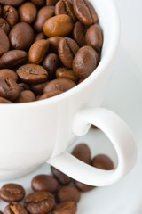 cup coffee beans background