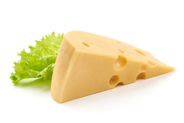 Swiss cheese, isolated on white background