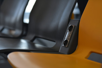 Obraz na płótnie Canvas power and usb sockets integrated to armchairs airport