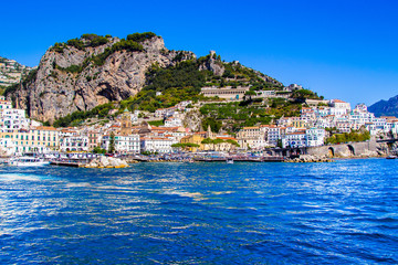 Naklejka premium View of Amalfi from the Sea, Italy