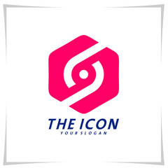 Hexagon Eye logo design template vector, Hexagon S logo concept creative, Icon Symbol