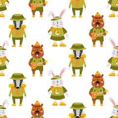 Stickers muraux Robot Modèle avec des bébés animaux en uniforme scout