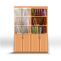 Double office bookcase, with a set of books on different subjects
