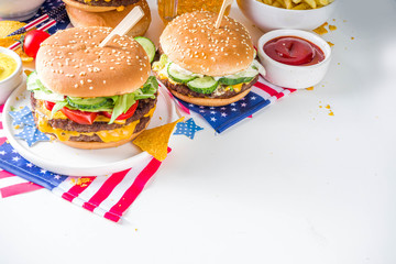 Celebrating Independence Day, July 4. Traditional American Memorial Day Patriotic Picnic with...
