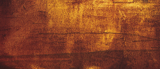 Empty rusty corrosion and oxidized background, panorama, banner. Grunge rusted metal texture. Worn...