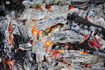 Fire charcoal in stove for cooking and grilling food or barbecue.