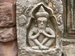 Superb carvings at the historical temple of Phimai in Thailand