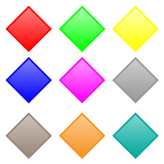 Vector buttons for web design. Different colors of rhombus.