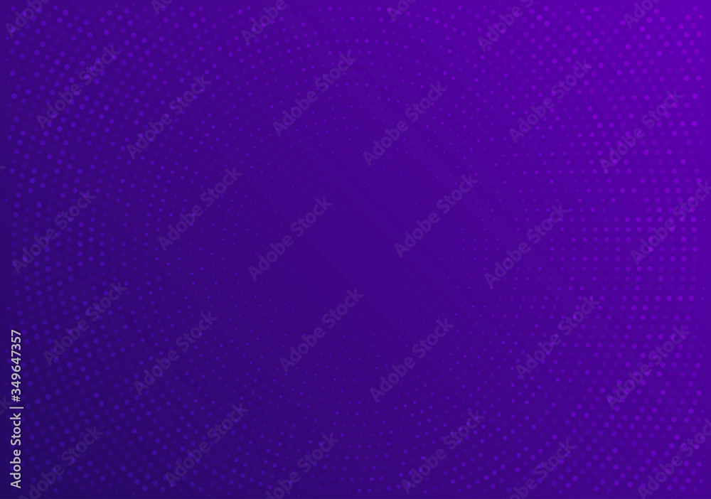Poster Violet blurred vector background with halftone effect. Smooth blue and purple gradient. Violet background. Halftone wallpaper. Creative backdrop. Vector template. Minimal style. Cover layout template.