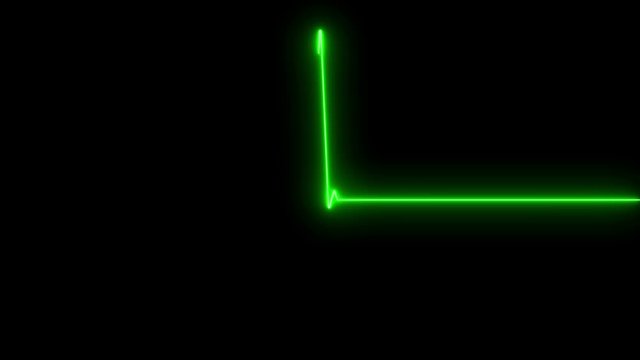 Neon heartbeat flatline. Seamlessly looping animation. EKG heart rate display screen medical research. Pulse trace green line. Motion Animation. Video available in 4K FullHD and HD render footage.