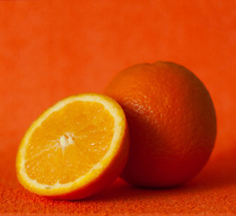 soft focus of monochrome food composition with raw juicy oranges