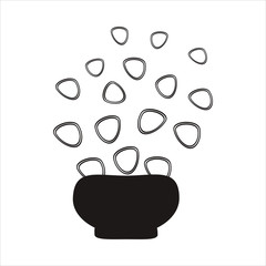 Vector outline simple illustration magic pot on white backgronnd.