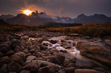 Fototapeta na wymiar Sunset over the southern Drakensberg Mountains South Africa