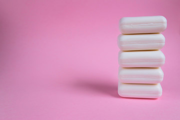 Soap on pink background