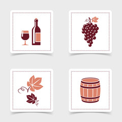 Wine and grape vector icons