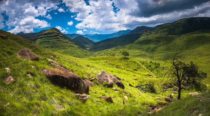 Summer landscape in the Drakensberg Mountains South Africa
