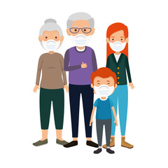 Fototapeta premium family members using face mask vector illustration design