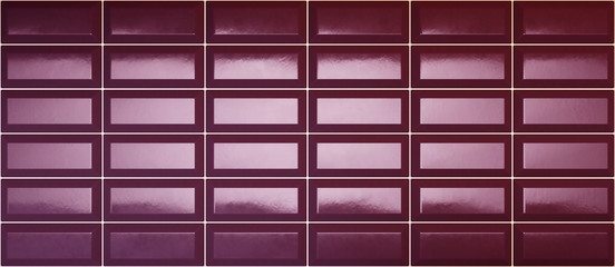 Fragment ceramic tiles in the form of rectangles in red colors. The texture for use in graphic and architectural project. Pattern of ceramic tile for background. 3D illustration.