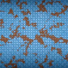 Fragment of rusted painted metal for decoration. The texture for use in graphic and architectural project. Pattern of steel for background. 3D illustration.