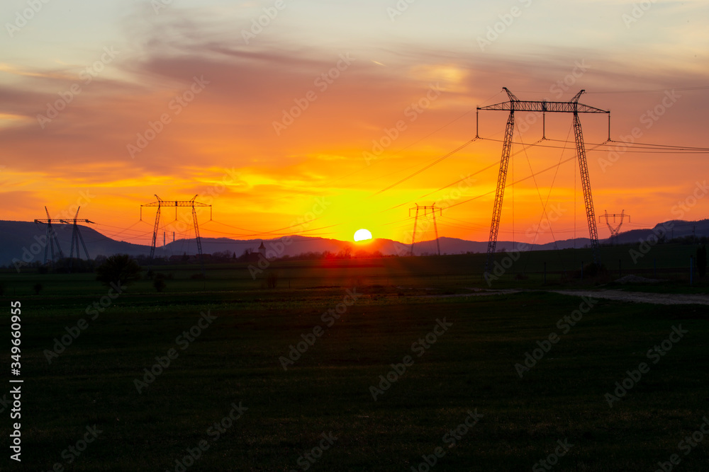 Wall mural solar disk at the sunset