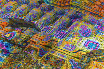 3D render. The embossed background texture, 3d illustration, volumetric drawing. Textures for the design. Three-dimensional texture. 3D Fractal shape.