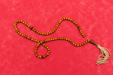 Ornamental Arabic rosary, Ramadan Kareem or Eid Greeting Card. Ramadan Mubarak. Translated: Happy & Holy Ramadan or Eid . Month of fasting for Muslims.