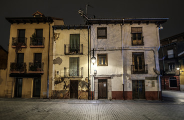 Night shot Barrio Humedo, humid district, of Leon old town Castilla y Leon, Spain