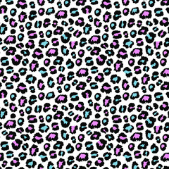 Leather animal multi-color leopard print seamless pattern vector