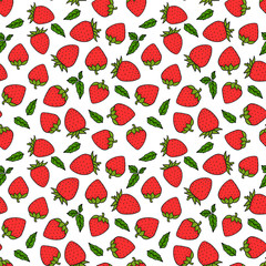 Berry Strawberry Seamless pattern texture. Red colors Vector handdrawn illustration Surface summer design isolated on white background