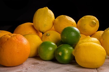 Mix of fresh citrus fruits