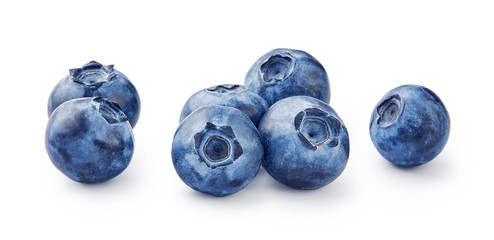 Fresh blueberries isolated on white background.