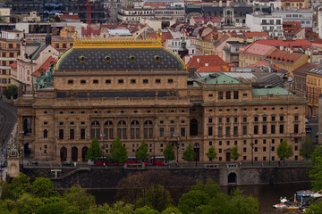 Fototapeta na wymiar The National Theater in Prague in the Czech Republic near the Vltava river in the spring
