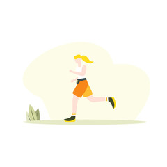 Vector illustration of running young woman. 