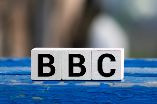 Birmingham, UK - December 2018 Scrabble letters spelling BBC on white background